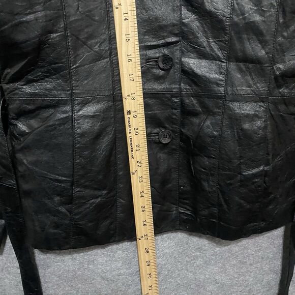 Wilsons Maxima Leather Jacket Womens Sz L Black Belted Lined Thinsulate SEE NOTE - Picture 9 of 9